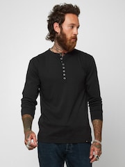 Joe Browns Black 100% Cotton Distinctive Henley Top - Image 1 of 3