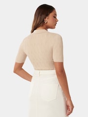 Forever New Cream Paris Short Sleeves Textured Knit Top - Image 4 of 5