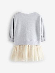 Grey Bow Sweat Mesh Dress (3mths-7yrs) - Image 7 of 9
