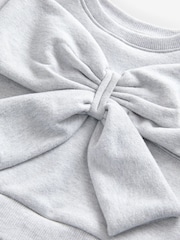 Grey Bow Sweat Mesh Dress (3mths-7yrs) - Image 8 of 9