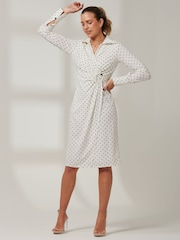 Jolie Moi White Bodycon Reina Midi Shirt Dress - Image 1 of 6