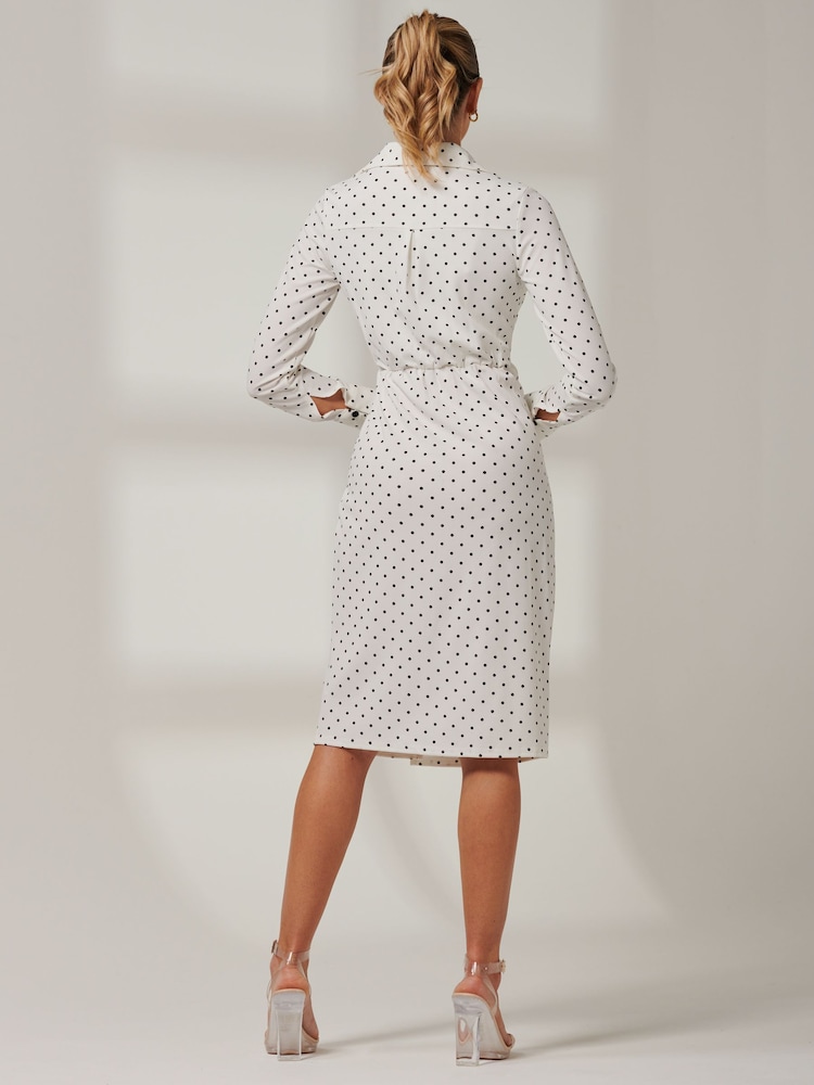Jolie Moi White Bodycon Reina Midi Shirt Dress - Image 2 of 6