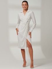 Jolie Moi White Bodycon Reina Midi Shirt Dress - Image 3 of 6