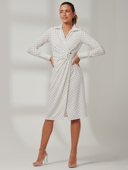 Jolie Moi White Bodycon Reina Midi Shirt Dress - Image 4 of 6