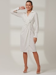 Jolie Moi White Bodycon Reina Midi Shirt Dress - Image 5 of 6
