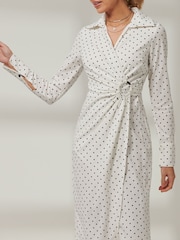 Jolie Moi White Bodycon Reina Midi Shirt Dress - Image 6 of 6