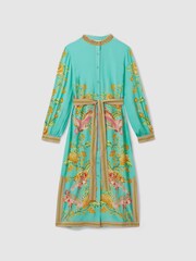 Raishma Silk Printed Belted Midi Dress - Image 2 of 5