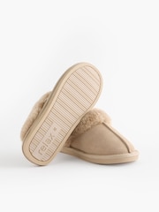 Sand Suede Faux Fur Lined Mule Slippers - Image 7 of 9