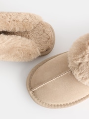 Sand Suede Faux Fur Lined Mule Slippers - Image 8 of 9