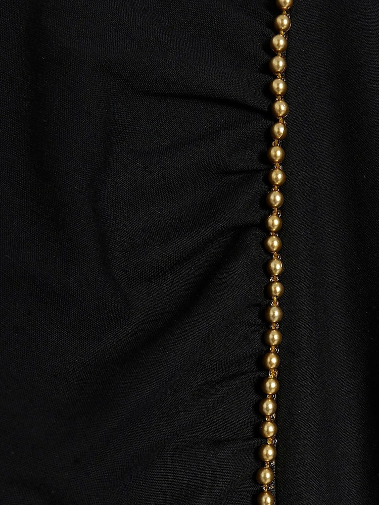 River Island Black Beaded Puff Sleeve Midi Tea Dress - Image 5 of 5