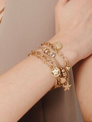 Bibi Bijoux Gold Tone Stellar Harmony Layered Cuff Bracelet - Image 1 of 3