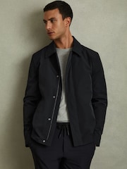 Reiss Navy Cologne Elasticated Hem Harrington Jacket - Image 1 of 5