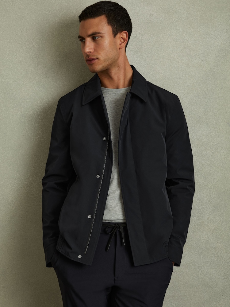 Reiss Navy Cologne Elasticated Hem Harrington Jacket - Image 1 of 5