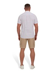 Raging Bull Pink Short Sleeve Plaid Check Linen Look Shirt - Image 3 of 9