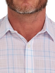 Raging Bull Pink Short Sleeve Plaid Check Linen Look Shirt - Image 4 of 9
