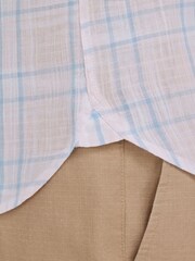 Raging Bull Pink Short Sleeve Plaid Check Linen Look Shirt - Image 5 of 9
