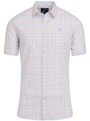 Raging Bull Pink Short Sleeve Plaid Check Linen Look Shirt - Image 8 of 9