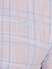 Raging Bull Pink Short Sleeve Plaid Check Linen Look Shirt - Image 9 of 9