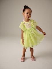 Green Embroidered Mesh Party Dress (3mths-7yrs) - Image 2 of 8