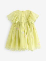 Green Embroidered Mesh Party Dress (3mths-7yrs) - Image 6 of 8