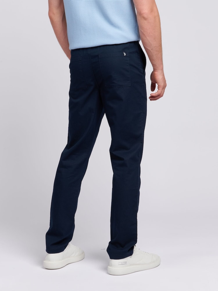 أزرق - بنطلون مزيج كتان برباط شد رجالي من U.s. Polo Assn - Image 4 of 6