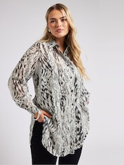 Yours Curve Cream LONDON Zebra Print Shirt - Image 2 of 5