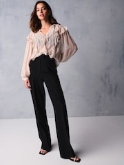 Black Twill Straight Trousers - Image 1 of 7