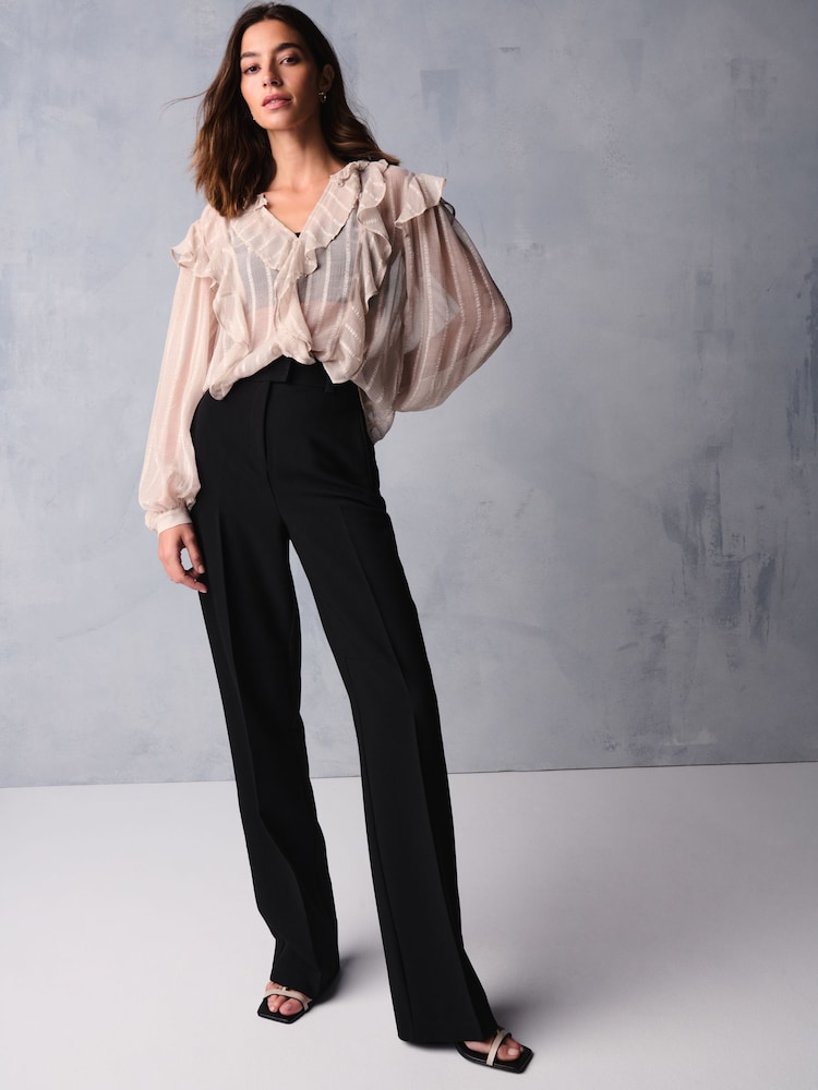 Black Twill Straight Trousers - Image 1 of 7