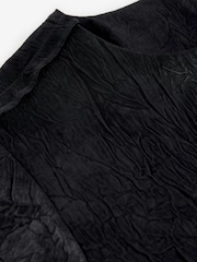 Black Satin Crinkle Textured T-Shirt - Image 6 of 7