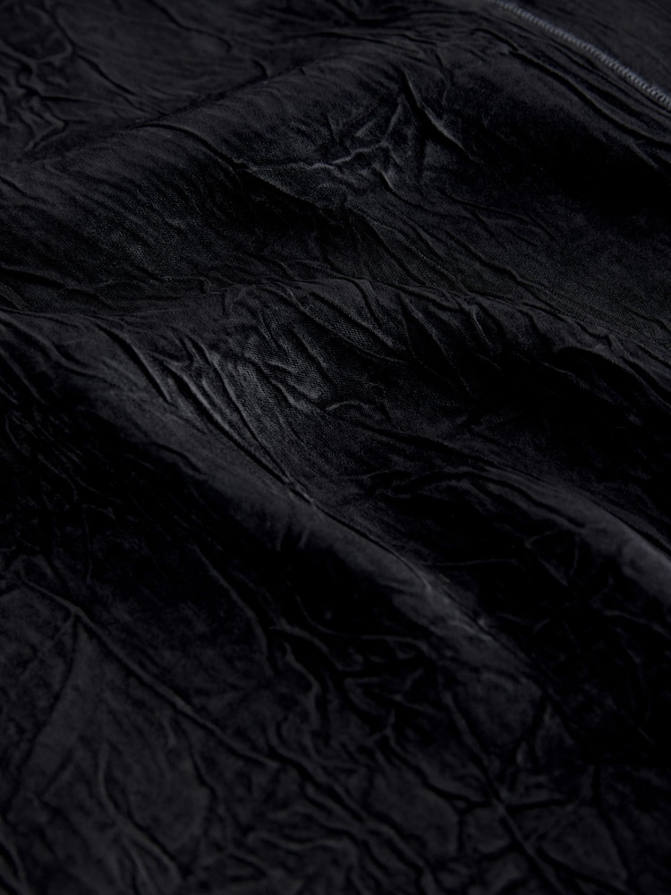 Black Satin Crinkle Textured T-Shirt - Image 7 of 7