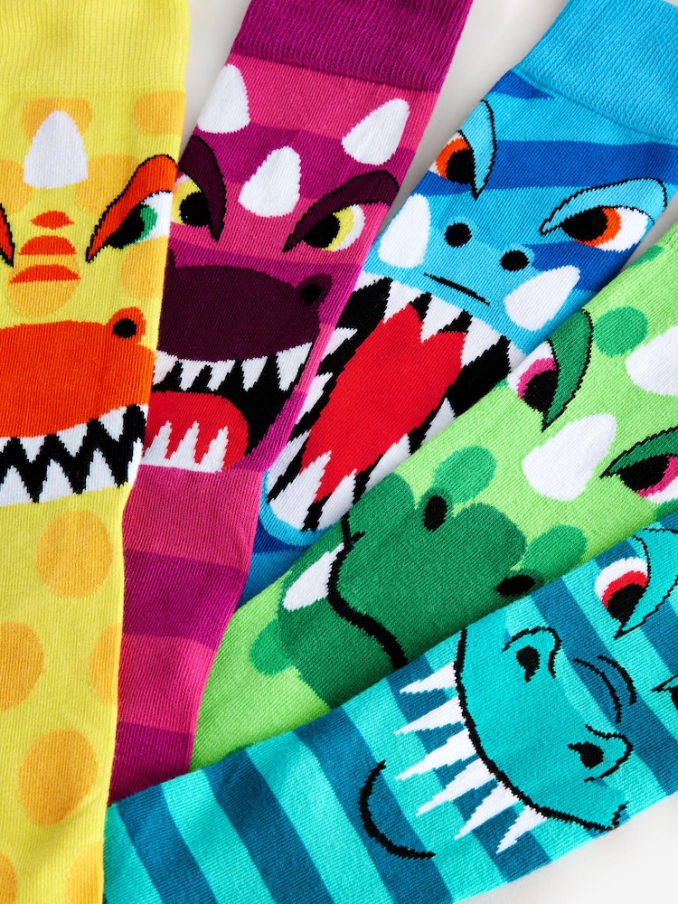 Motif dinosaure coloré - Paquet de chaussettes à motifs amusants 5 - Image 7 of 8