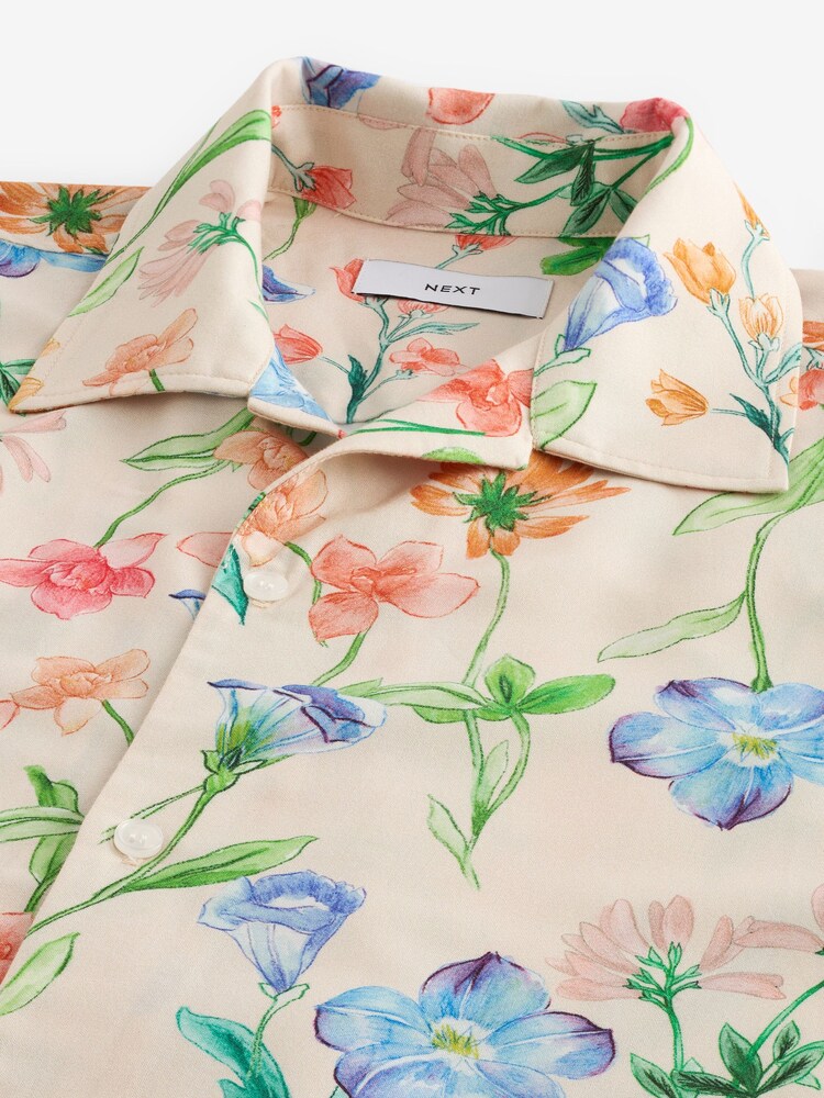 Ecru White EDIT Short Sleeve Floral Printed Shirt - Image 8 of 8