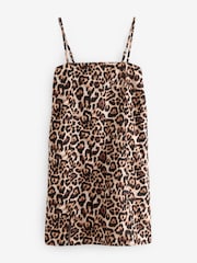 Animal Print Mini Summer Shift Dress With Linen - Image 5 of 6