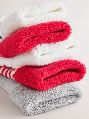 Red Christmas Roll Top Baby Socks 5 Pack - Image 2 of 3