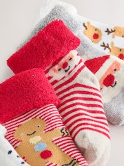 Red Christmas Roll Top Baby Socks 5 Pack - Image 3 of 3