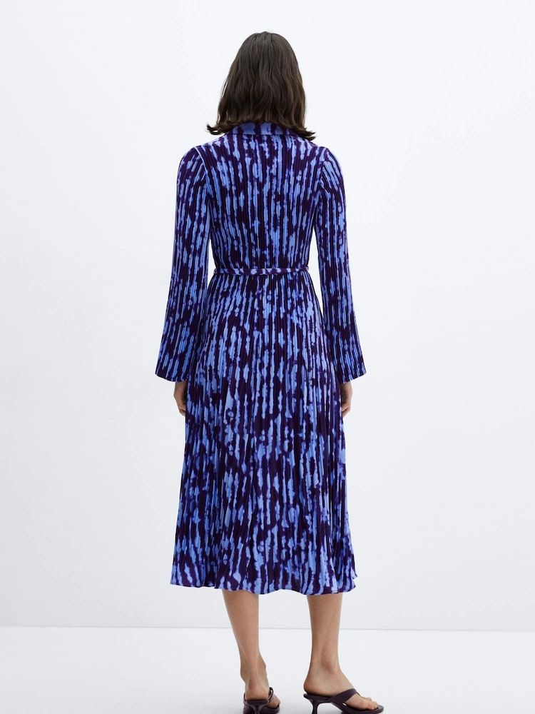Mango Blue Belt Shirt Dress - Image 2 of 6
