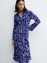 Mango Blue Belt Shirt Dress - Image 3 of 6