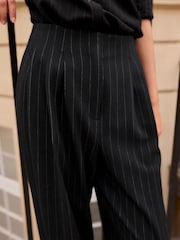 Black Pinstripe Straight Trousers - Image 4 of 7