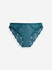 Plum Purple/Teal Blue/Light Pink High Leg Lace Trim Knickers 3 Pack - Image 6 of 9