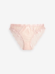 Plum Purple/Teal Blue/Light Pink High Leg Lace Trim Knickers 3 Pack - Image 7 of 9