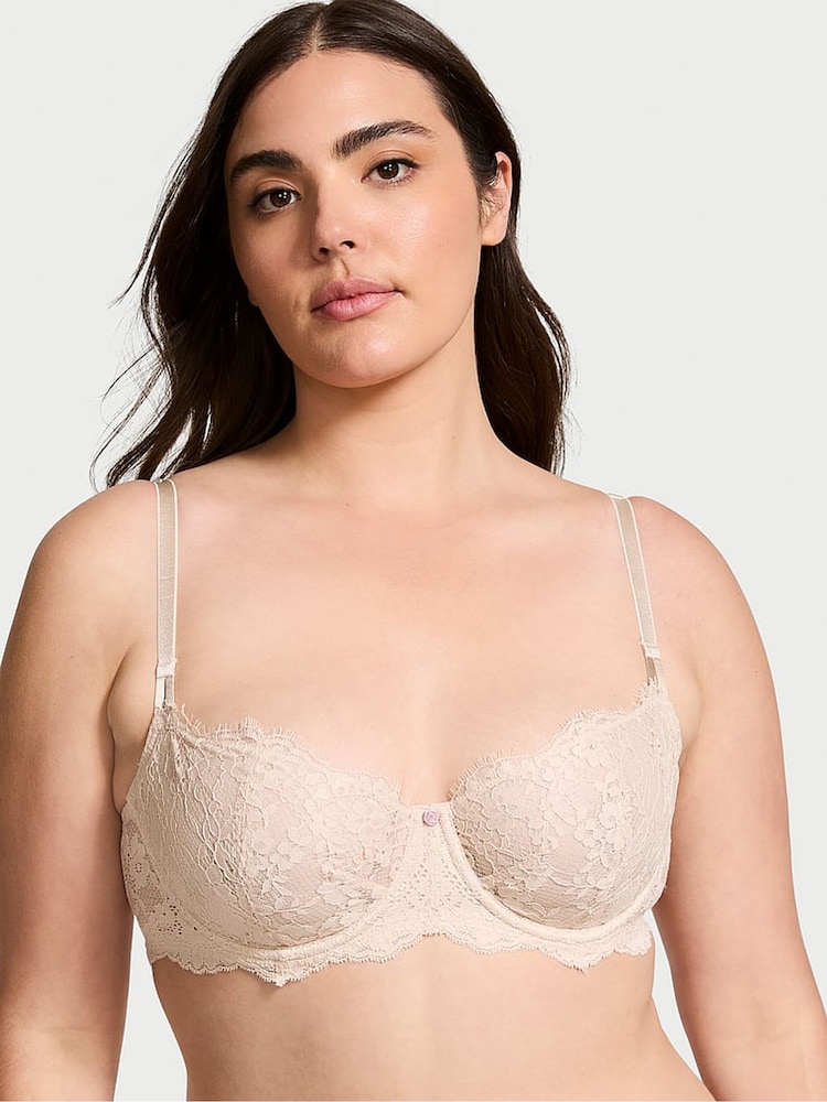 Victoria's Secret Marzipan Nude Unlined Balcony Lace Bra - Image 1 of 5