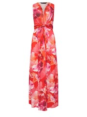 M&Co Orange Tropical Print Knot Front Maxi Dress - Image 6 of 6