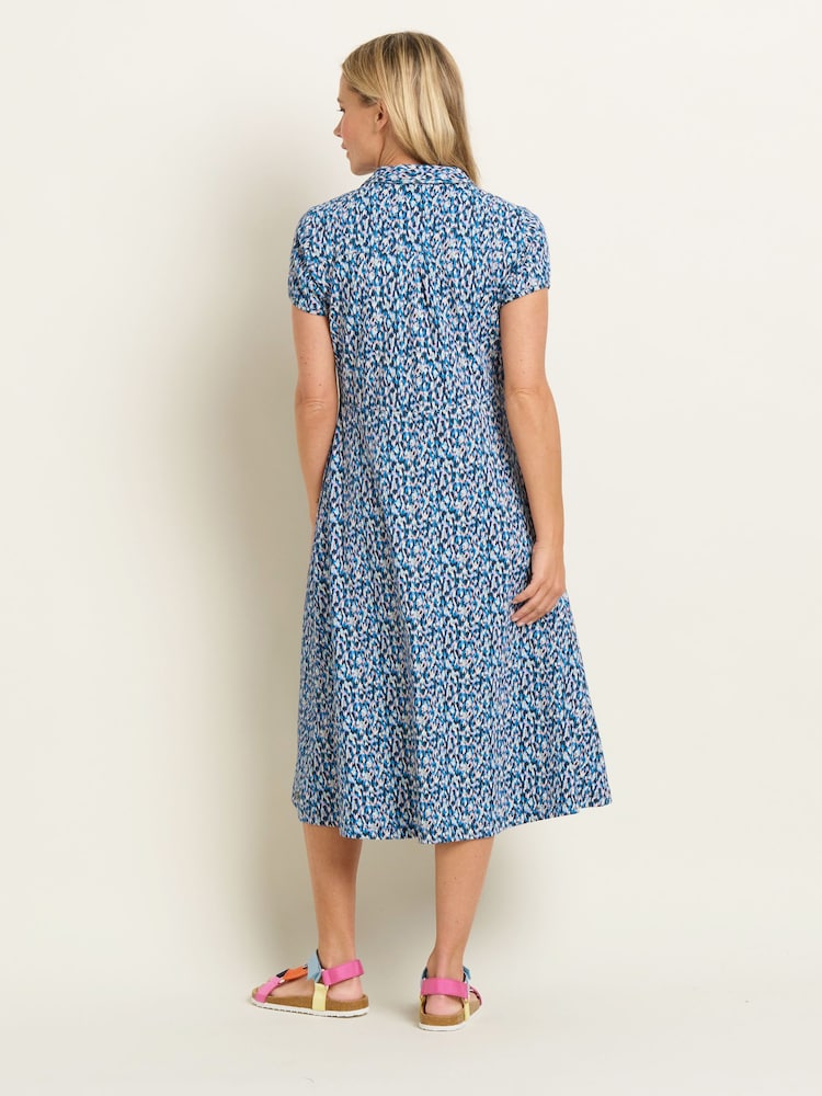 Brakeburn Blue 100% Cotton Brushed Camo Shirt Dress - Image 2 of 5