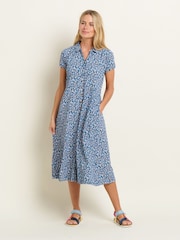 Brakeburn Blue 100% Cotton Brushed Camo Shirt Dress - Image 4 of 5