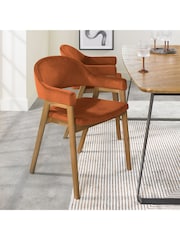 Bentley Designs Rustic Oak Rust Camden Rustic Oak Upholstered Arm Chairs Set of 2 - Image 1 of 5