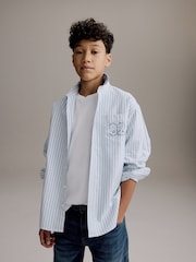 Blue Boston 100% Cotton Long Sleeve Stripe Shirt (3-16yrs) - Image 1 of 8