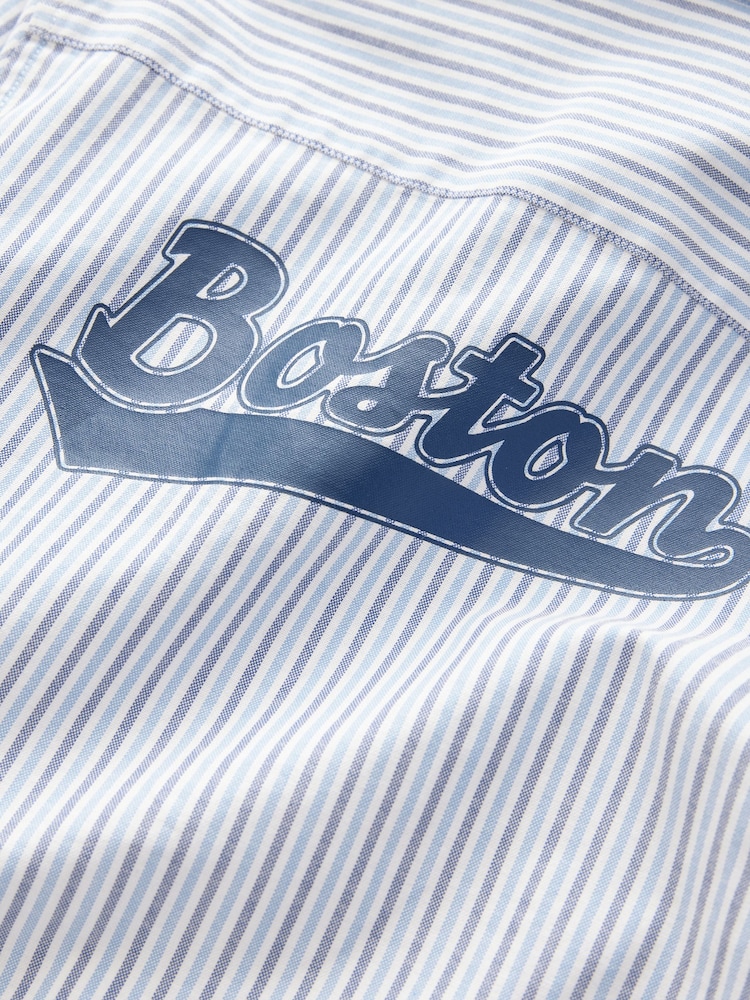 Blue Boston 100% Cotton Long Sleeve Stripe Shirt (3-16yrs) - Image 8 of 8