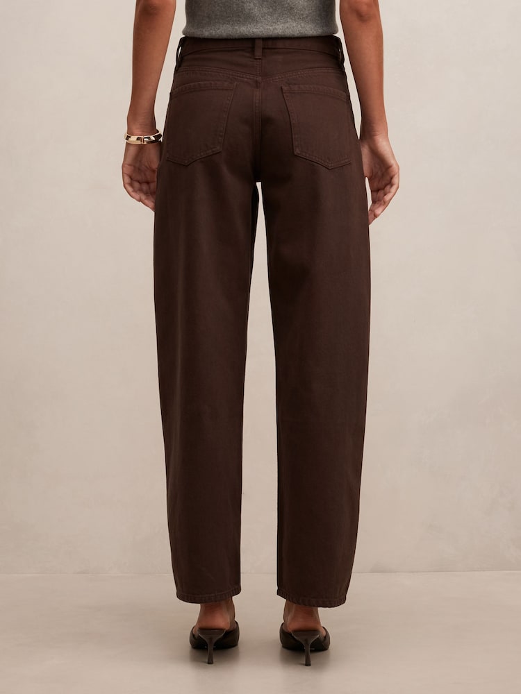 Forever New Brown Emma Mid Rise Barrel Jeans - Image 2 of 5 Forever New Brown Emma Mid Rise Barrel Jeans - Image 2 of 5