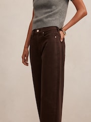 Forever New Brown Emma Mid Rise Barrel Jeans - Image 3 of 5