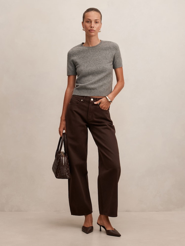 Forever New Brown Emma Mid Rise Barrel Jeans - Image 5 of 5 Forever New Brown Emma Mid Rise Barrel Jeans - Image 5 of 5
